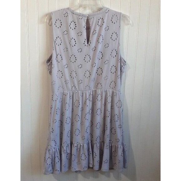 As U Wish Dress Womens XL Lavender Eyelet Babydoll Style Mini Ruffle Hem - Picture 2 of 12